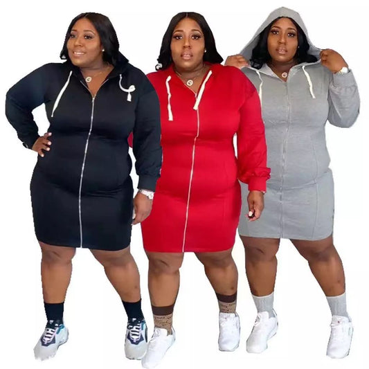 Plus Size Women's Hooded Work Out Dresses