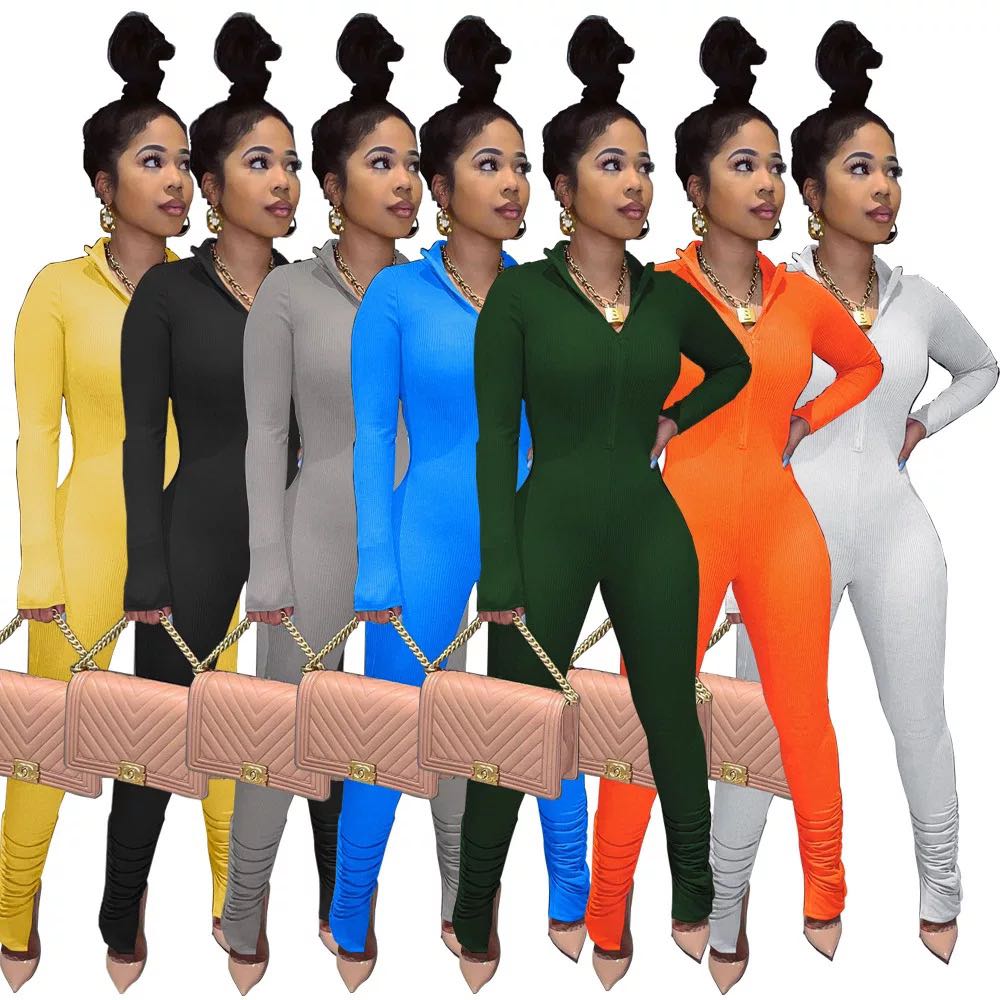 Solid Colored Women's Zip Up Jumper