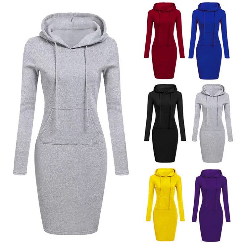 Fall Hooded Sweater Dresses